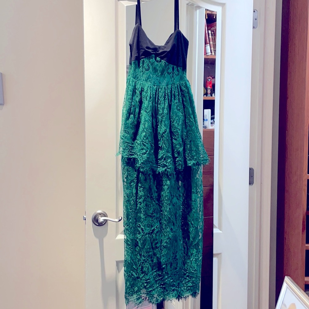 Black and green lace gown